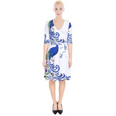 Peacock Girl Wrap Up Cocktail Dress