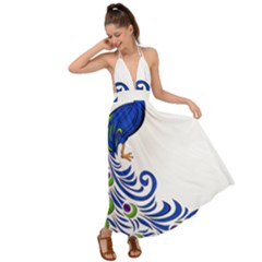 Peacock Girl Backless Maxi Beach Dress by bloomgirldresses