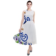 Peacock Girl Round Neck Boho Dress