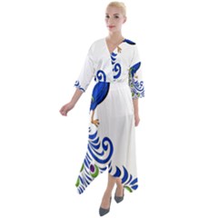 Peacock Girl Quarter Sleeve Wrap Front Maxi Dress by bloomgirldresses