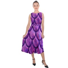 Mermaid Purple Midi Tie-back Chiffon Dress by bloomgirldresses