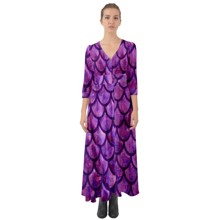 Mermaid Purple Button Up Boho Maxi Dress