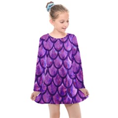 Mermaid Purple Kids  Long Sleeve Dress by bloomgirldresses