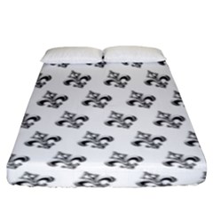 French France Fleur De Lys Metal Pattern Black And White Antique Vintage Fitted Sheet (king Size) by Quebec