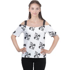 French France Fleur De Lys Metal Pattern Black And White Antique Vintage Cutout Shoulder Tee