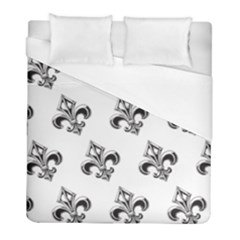 French France Fleur De Lys Metal Pattern Black And White Antique Vintage Duvet Cover (full/ Double Size) by Quebec