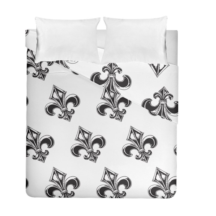 French France Fleur De Lys Metal Pattern black and white antique vintage Duvet Cover Double Side (Full/ Double Size)