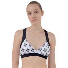 French France Fleur De Lys Metal Pattern Black And White Antique Vintage Sweetheart Sports Bra