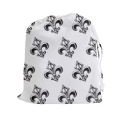 French France Fleur De Lys Metal Pattern Black And White Antique Vintage Drawstring Pouch (2xl) by Quebec