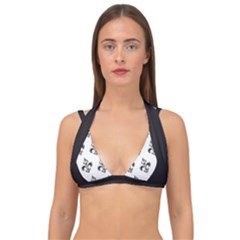 French France Fleur De Lys Metal Pattern Black And White Antique Vintage Double Strap Halter Bikini Top by Quebec