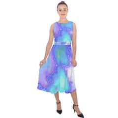 Dégradé Violet/bleu Midi Tie-back Chiffon Dress by kcreatif