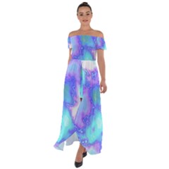 Dégradé Violet/bleu Off Shoulder Open Front Chiffon Dress