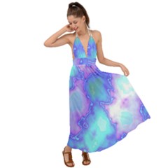 Dégradé Violet/bleu Backless Maxi Beach Dress