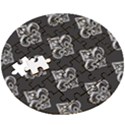 French France Fleur De Lys Metal Pattern black and white antique vintage black rocker Wooden Puzzle Round View3