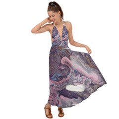 Acrylic Peinture Backless Maxi Beach Dress