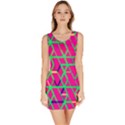 Abstrait Neon Rose Bodycon Dress View1