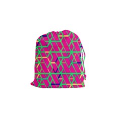 Abstrait Neon Rose Drawstring Pouch (small) by kcreatif