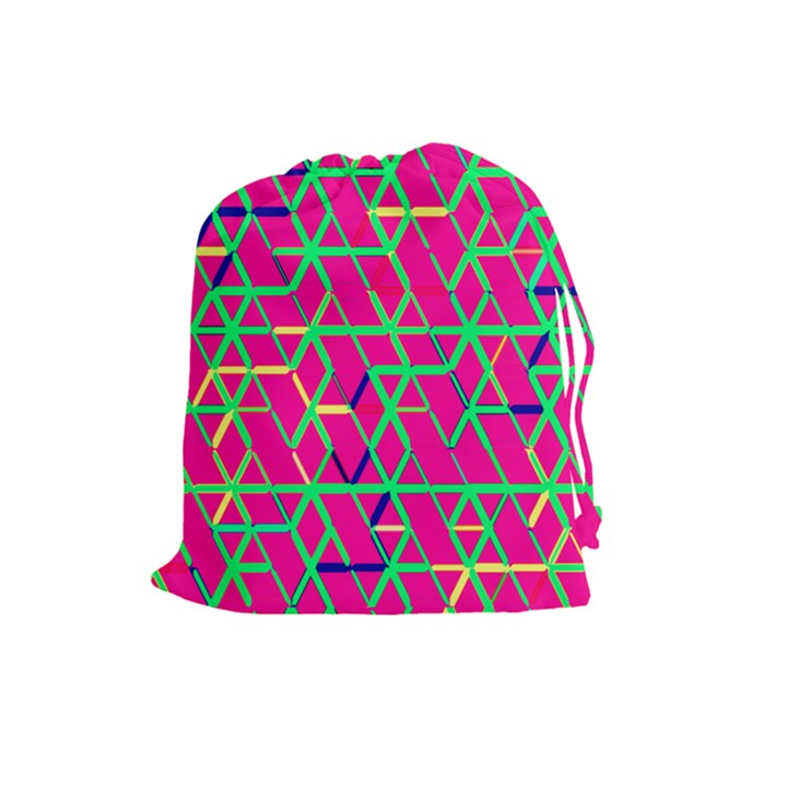 Abstrait Neon Rose Drawstring Pouch (Large)