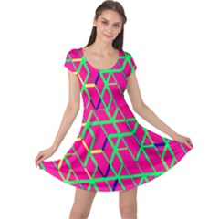 Abstrait Neon Rose Cap Sleeve Dress by kcreatif