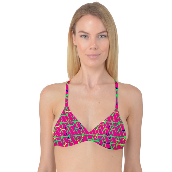 Abstrait Neon Rose Reversible Tri Bikini Top