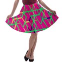 Abstrait Neon Rose A-line Skater Skirt View1