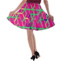 Abstrait Neon Rose A-line Skater Skirt View2