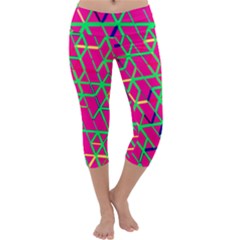 Abstrait Neon Rose Capri Yoga Leggings by kcreatif