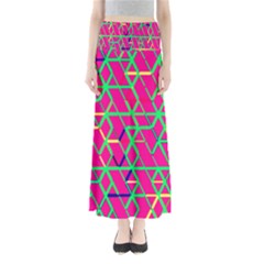 Abstrait Neon Rose Full Length Maxi Skirt by kcreatif