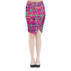 Abstrait Neon Rose Midi Wrap Pencil Skirt by kcreatif