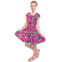 Abstrait Neon Rose Kids  Short Sleeve Dress View1