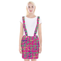 Abstrait Neon Rose Braces Suspender Skirt by kcreatif