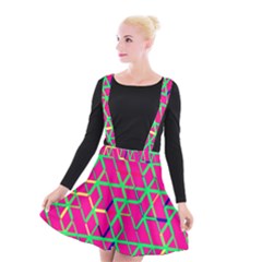 Abstrait Neon Rose Suspender Skater Skirt by kcreatif