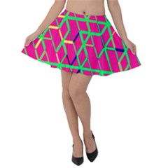 Abstrait Neon Rose Velvet Skater Skirt by kcreatif