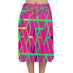 Abstrait Neon Rose Velvet Flared Midi Skirt by kcreatif