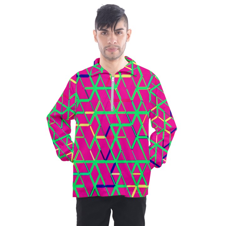 Abstrait Neon Rose Men s Half Zip Pullover