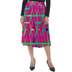 Abstrait Neon Rose Classic Velour Midi Skirt  by kcreatif