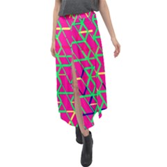 Abstrait Neon Rose Velour Split Maxi Skirt by kcreatif