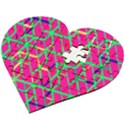 Abstrait Neon Rose Wooden Puzzle Heart View2