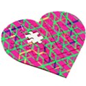 Abstrait Neon Rose Wooden Puzzle Heart View3