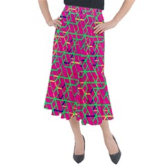 Abstrait Neon Rose Midi Mermaid Skirt by kcreatif