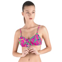 Abstrait Neon Rose Tie Up Cut Bikini Top