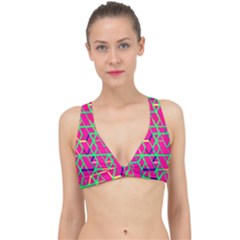 Abstrait Neon Rose Classic Banded Bikini Top