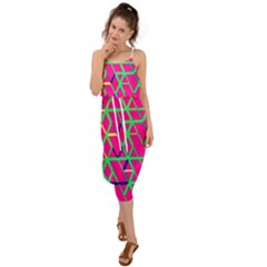 Abstrait Neon Rose Waist Tie Cover Up Chiffon Dress