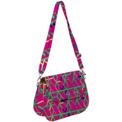 Abstrait Neon Rose Saddle Handbag