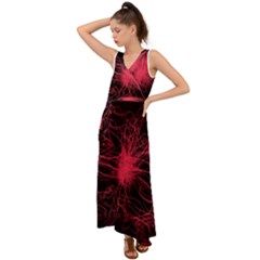 Lumière Rouge V-neck Chiffon Maxi Dress