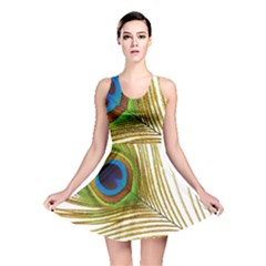 Peacock Feather Plumage Colorful Reversible Skater Dress by Sapixe