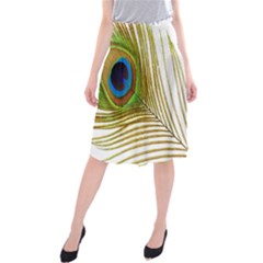 Peacock Feather Plumage Colorful Midi Beach Skirt by Sapixe