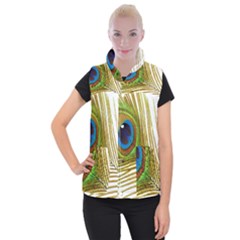 Peacock Feather Plumage Colorful Women s Button Up Vest