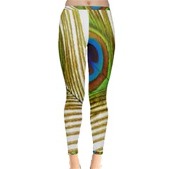 Peacock Feather Plumage Colorful Inside Out Leggings by Sapixe