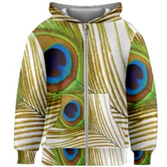 Peacock Feather Plumage Colorful Kids  Zipper Hoodie Without Drawstring by Sapixe